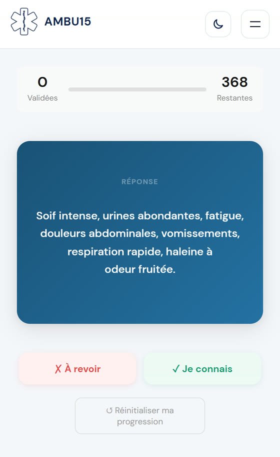 Flashcards Ambu15 pour réviser la formation d’ambulancier