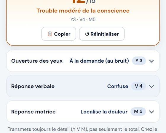 Score de Glasgow : calcul, interprétation et transmission